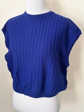 Vintage 1970s Jaeger London Cobalt Blue Crop Sweater